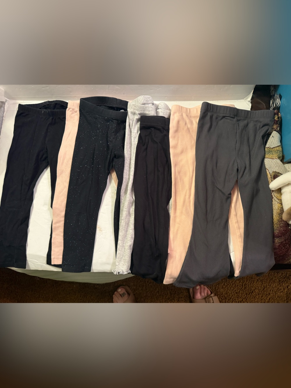 Cat & Jack Girls' Leggings Pack - Black, Pink, Gray, Cream there are seven pairs